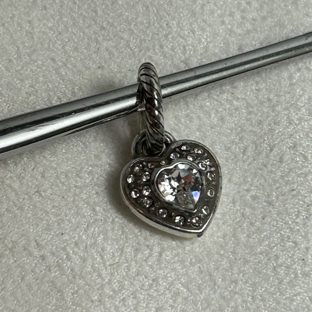 Brighton ABC Clear Crystal Heart Charm Silver Plated - Picture 2 of 9